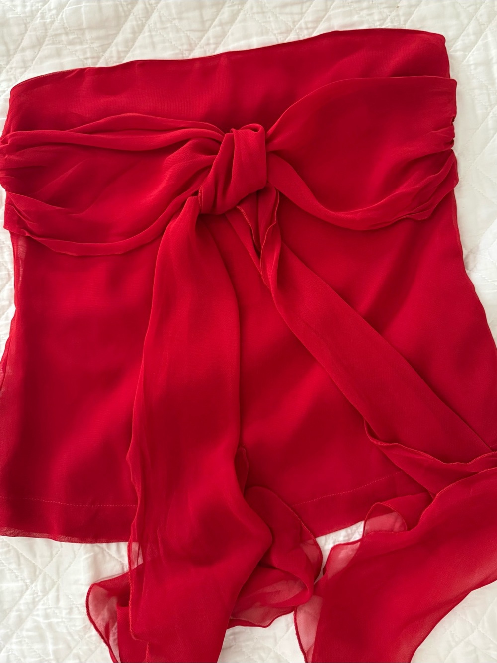 RED Valentino Red Strapless Tie-Front Top